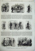 Old Antique Print 1871 Brighton Volunteer Review Middlesex Artillery War 19th