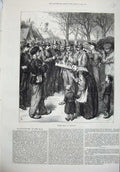 Original Old Antique Print 1871 Street Scene Bordeaux Siers Family War Children