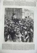 Old Antique Print Cheering Members National Assembly Bordeaux France 1871 19th