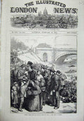 Old Antique Print 1871 French Prussian Lines Bread Ferry Sevres War River 19th