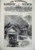 Original Old Antique Print 1871 Fighting Paris France Faubourg Poissonniere War