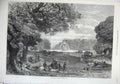 Old Antique Print 1871 Fine Art Chestnut Trees Bushey Park Fountain Lake 19th