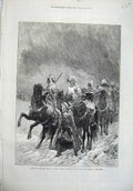 Original Old Antique Print 1871 War France Le Mans-Ghoums Spahis Snow Horses