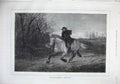 Original Old Antique Print 1871 Fine Art Belated Traveller Man Riding Horse