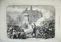 Old Antique Print 1871 Civil War Paris France Burning Guillotine Voltaire 19th