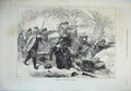 Original Old Antique Print 1871 Battle Le Mans France Men Shooting Lady Wounded