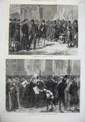 Original Old Antique Print 1871 France Siers Streets Bordeaux Grand Theatre War