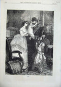 Original Old Antique Print 1871 Fine Art Sier Father War Family House Children