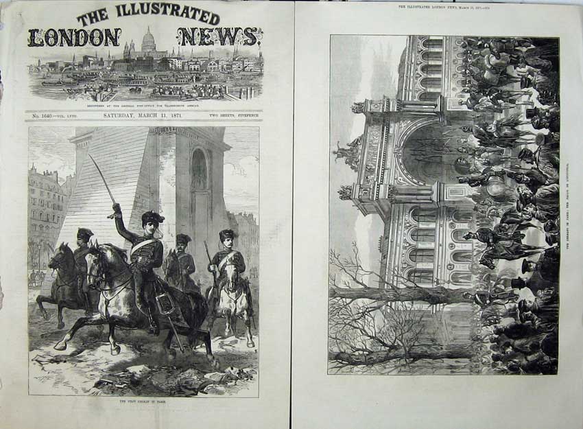 Old Antique Print 1871 German Siers Paris Palais L'Industrie Horse War 19th