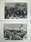 Original Old Antique Print 1871 Germany Army Loire Orleans French Siers War