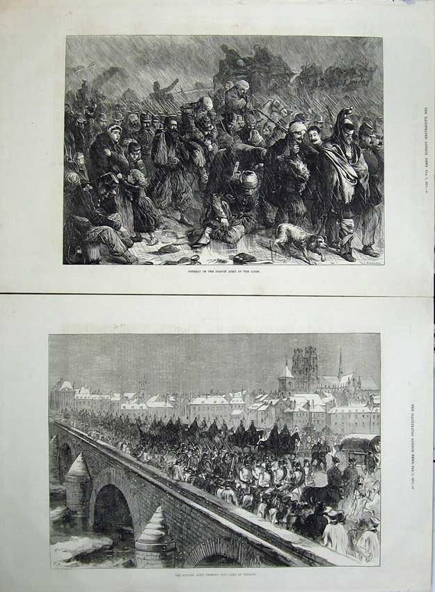Original Old Antique Print 1871 Germany Army Loire Orleans French Siers War