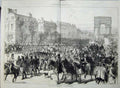 Antique Old Print 1871 German Army Paris France Champs Elysees War Horses 19th