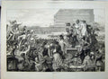 Antique Old Print 1871 Derby Horse Racing Day Sport Women Men Grand Stand 19th