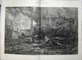 Old Antique Print 1871 Paris France War Devastation Bombing War Fire Art 19th