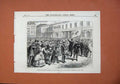Old Antique Print 1871 Paris Schoolboys Collecting Gifts Street Flag Drum 19th