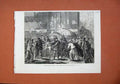 Original Old Antique Print 1871 Revictualling Paris Fish Halles France People