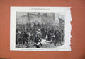 Original Old Antique Print 1871 Civil War Paris Communists Porte Maillot Troops