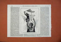 Old Antique Print 1871 Man Taking Down Red Flag Grand Opera House Statue 19th