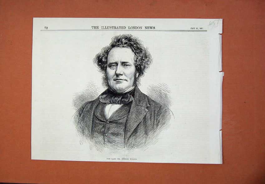 Original Old Antique Print 1871 Portrait Mr George Wilson Man 19th