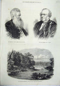 Old Antique Print 1871 Red River Camp Shebandowan Young Sheriff Alderman 19th