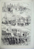 Original Old Antique Print 1871 Home Campaign War Artillery Prince Wales Horses
