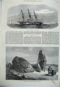 Old Antique Print Ship Racer Ryde Sands1871 Druidic Brittany Stones Barbe 19th