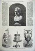 Old Antique Print 1871 Bust Adversity Porcelain Royal Factory Berlin Art 19th