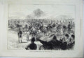 Original Old Antique Print 1871 Review HousehBrigade Queen Bushey Park Art 19th