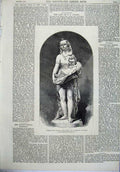 Old Antique Print 1871 Statue Presentation Child Moses Barzeghi Milan Art 19th