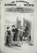 Original Old Antique Print 1871 Scene Westminster Play Theatre Romance Baby