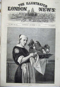Original Old Antique Print 1871 Waitor Servant Bringing Boars Head Silver Plate
