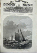 Original Old Antique Print 1871 International Yacht Race York Dauntless Livonia