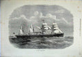 Original Old Antique Print 1871 New Steam Sailing Ship Egypt Sea Fine Art 19th