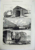 Original Old Antique Print 1871 Demolitions Great Eastern Railway Extensions