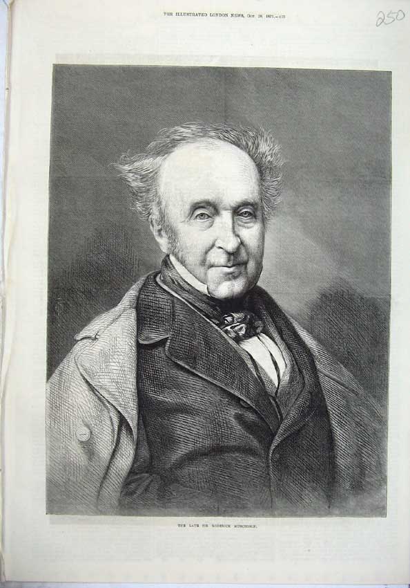 Old Antique Print 1871 Fine Art Portrait Roderick Murshison Philosopher 19th