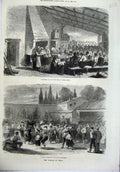 Original Old Antique Print 1871 Wine Medoc Vineyards Labourers France Art 19th