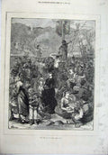 Original Old Antique Print 1871 Fine Art Scene Fair St Cloud Paris France 19th