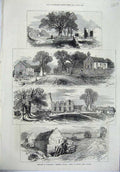 Original Old Antique Print 1871 Gsmith'S Deserted Village Lishoy Auburn Athlone