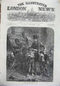 Old Antique Print 1871 London School Yard Children Teacher Policeman Art 19th
