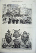 Original Old Antique Print 1871 Irish Orange Riots New York Porcelain Copeland