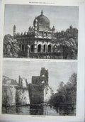 Old Antique Print Tomb King Ibrahim Beejapoor India 1871 Palace Justice 19th