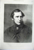 Original Old Antique Print 1871 Portrait Me Froude Historian Man 19th