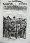 Original Old Antique Print 1871 Belgian Gardes Civiques Wimbledon Camp Army War