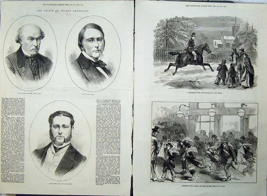 Old Antique Print 1871 Prince Wales Jenner Gull Lowe Sandringham Regis 19th