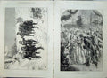 Old Antique Print 1871 Christmas Dance Romance Men Women Snow Music Band 19th