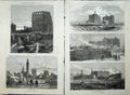 Antique Old Print 1871 Chicago Bank Tremont Custom Court House Rock Depot 19th