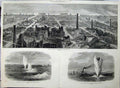 Old Antique Print 1871 Ruins Chicago Chatham Siege Operations Medway Art 19th