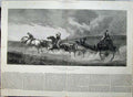 Original Old Antique Print 1871 Horse Coach Man Woman Gretna Green Eloping Art