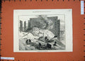 Original Old Antique Print 1871 Scene Great Fire Rotherhithe Fire-Men Buildings