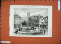 Old Antique Print 1871 Queen Square Wolverhampton Statue Prince Consort 19th